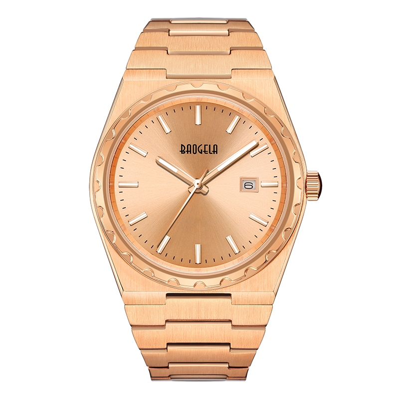 Baogela 40mm Marke All Gold Edelstahl Männer \'s Armbandwatch Classic Business 50m wasserdichte Japan Bewegung Quarz Uhr für Männer 22801