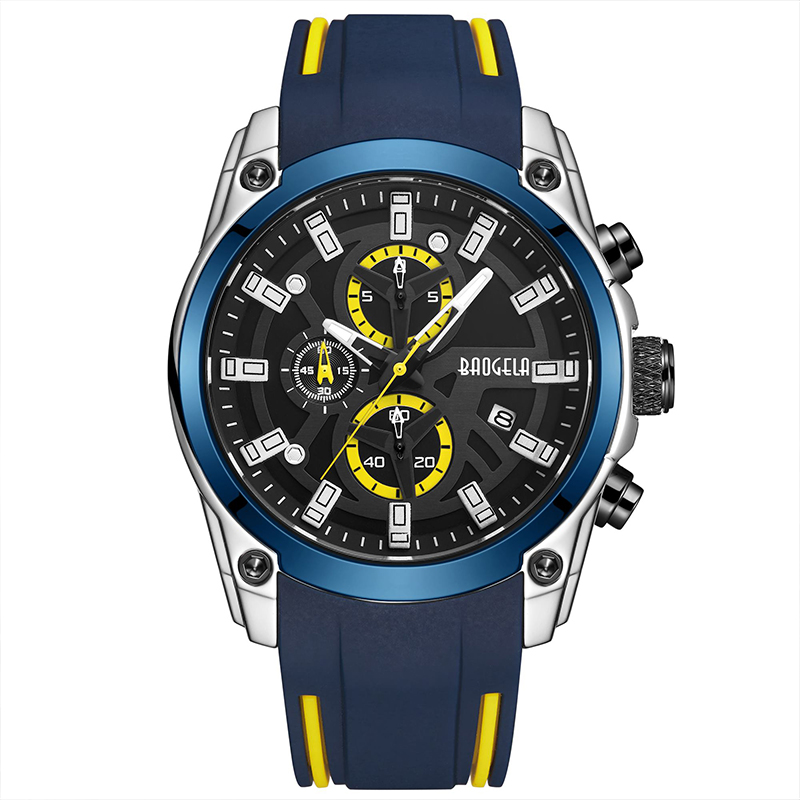 Baogela Men \'s Military Sport Watches Männer wasserdichte modische blaue Silikon -Gurt -Armbandwatch -Luxus -Top -Marke Luminous Watch 22705